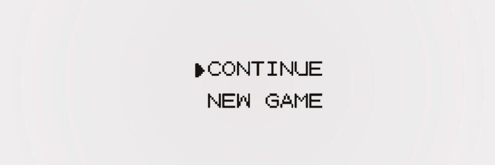 [Image ID: A screenshot of a menu from Pokemon Red & Blue. The first option, which is selected, says "CONTINUE." Below is a second option, which reads "NEW GAME."]
